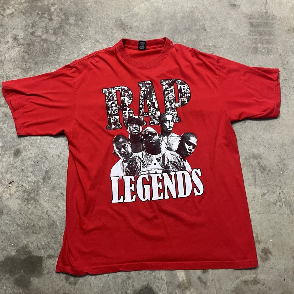 Vintage Icedout Rap Legends Hip Hop T Shirt Mens 3XL Red Biggie Tupac Ice T Y2k